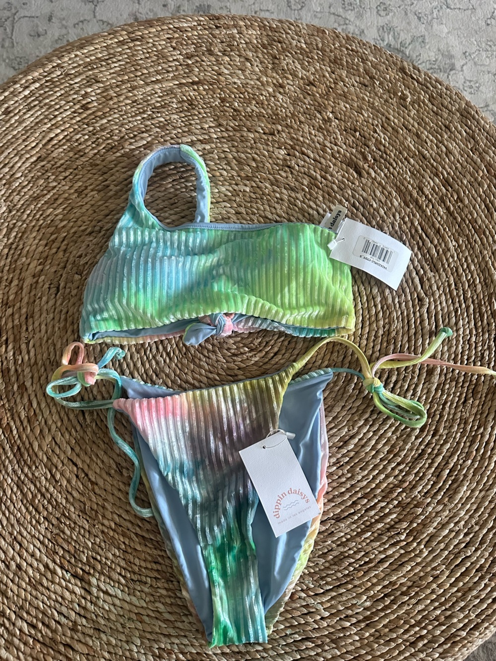 Dippin Daisy's pastel tie-dye bikini set NWT Small